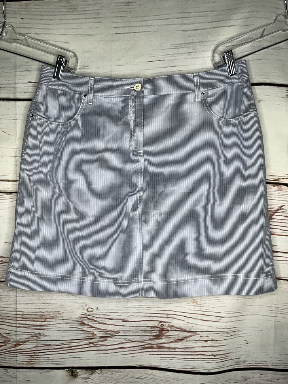 Karen Scott Petites NWOT Size 14P Blue & White Pinstripe Skort - Skirt w/ Shorts